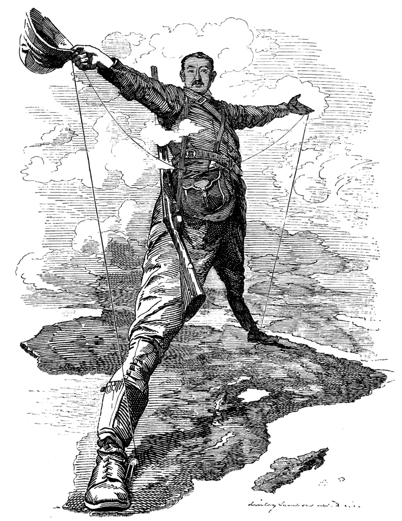 The Rhodes Colossus Striding from Cape Town to Cairo - Punch 10 Dùbhlachd 1892